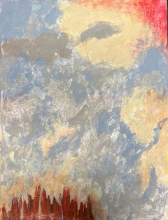 Susurros del atardecer Paisaje abstracto con cielo dramático y tonos carmesí Pintura al óleo