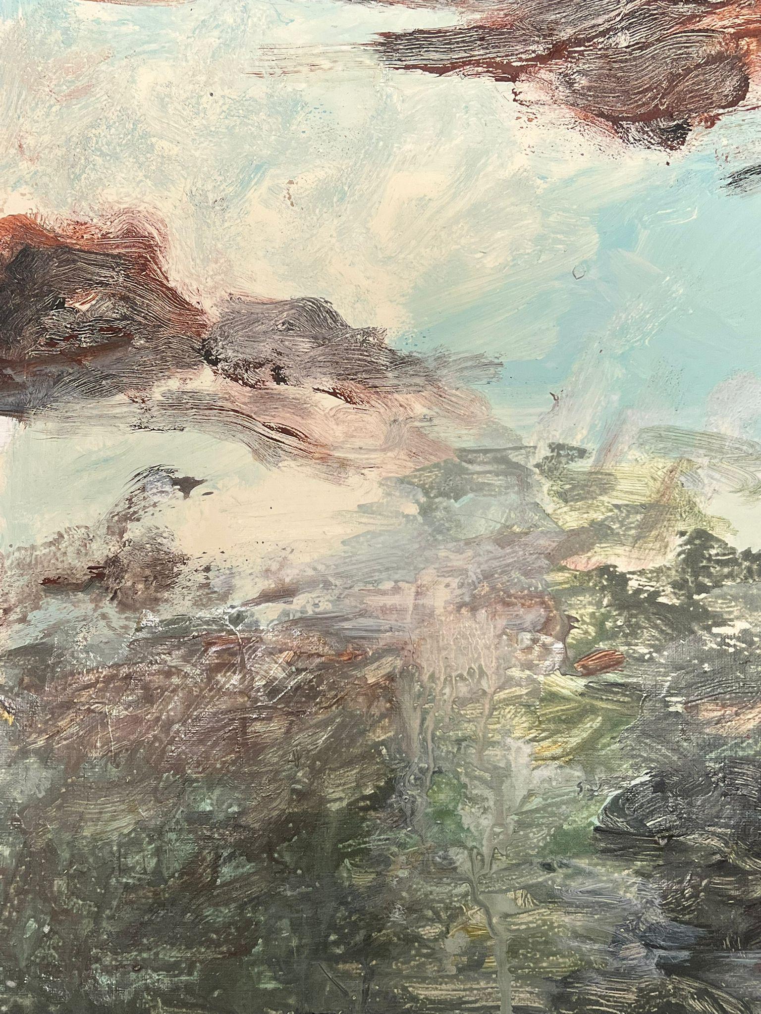 Reflejos Tranquilos Pintura Abstracta de Paisaje con Tono Suave - Landscape Painting Gris de Armand Rottenberg