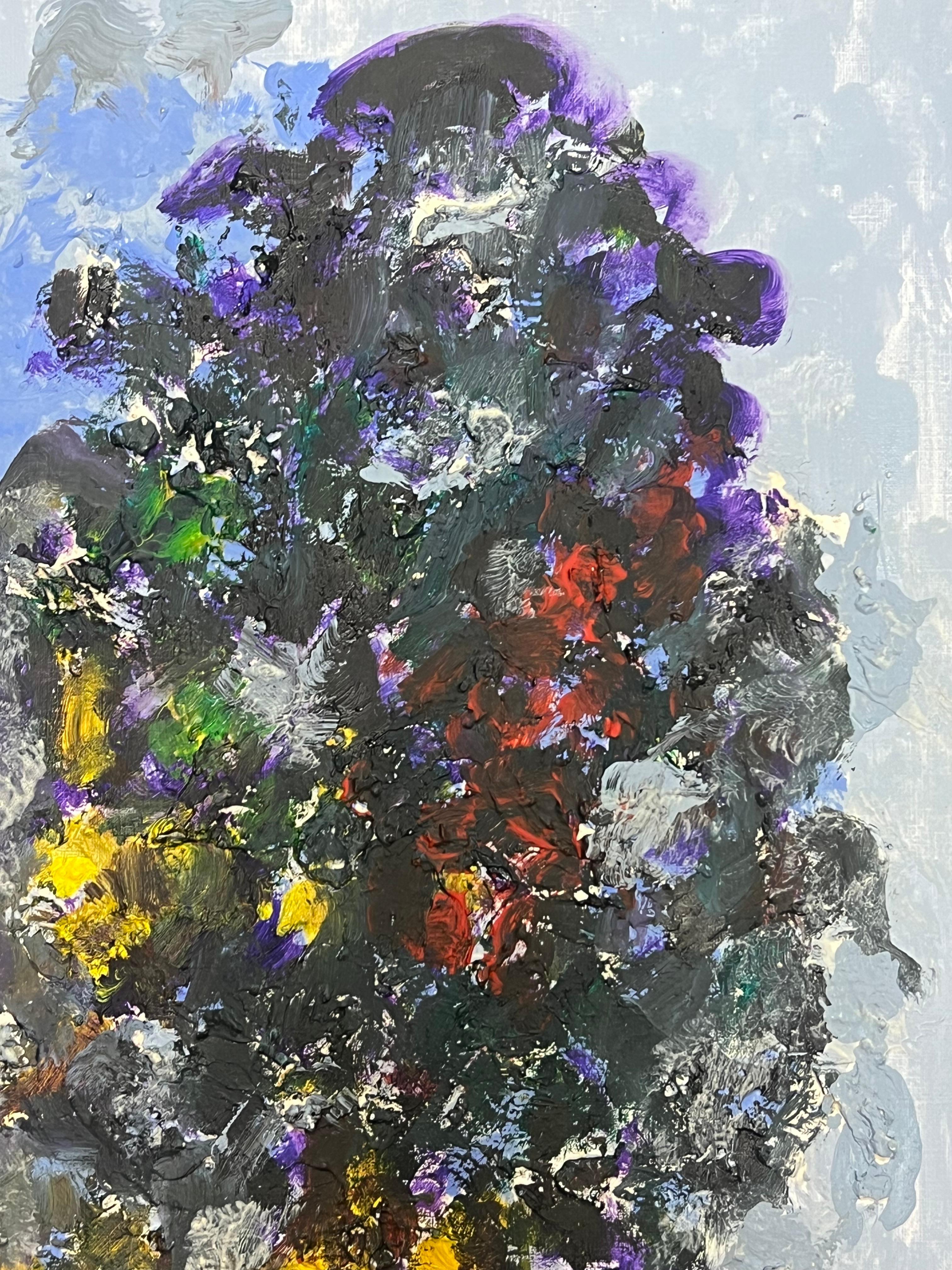 Composición floral abstracta con colores vivos y textura dinámica - Landscape Painting Gris de Armand Rottenberg