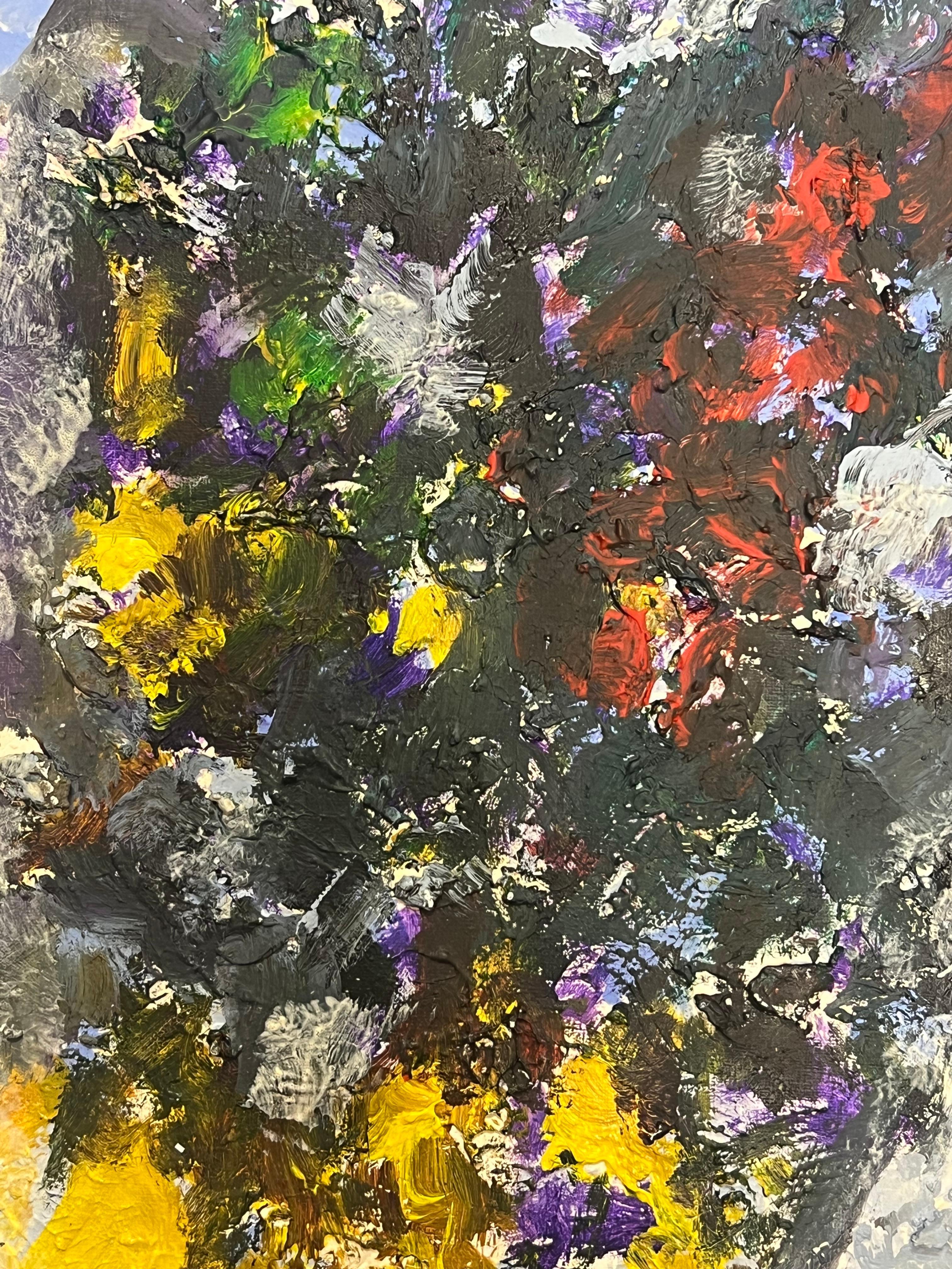 Composición floral abstracta con colores vivos y textura dinámica en venta 1