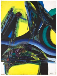 Abstract mixed Media Collage Vibrant Painting