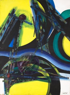 Abstract mixed Media Collage Vibrant Painting