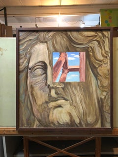 Scenografo polacco europeo Pittura ad olio surrealista vibrante