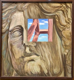 Scenografo polacco europeo Pittura ad olio surrealista vibrante