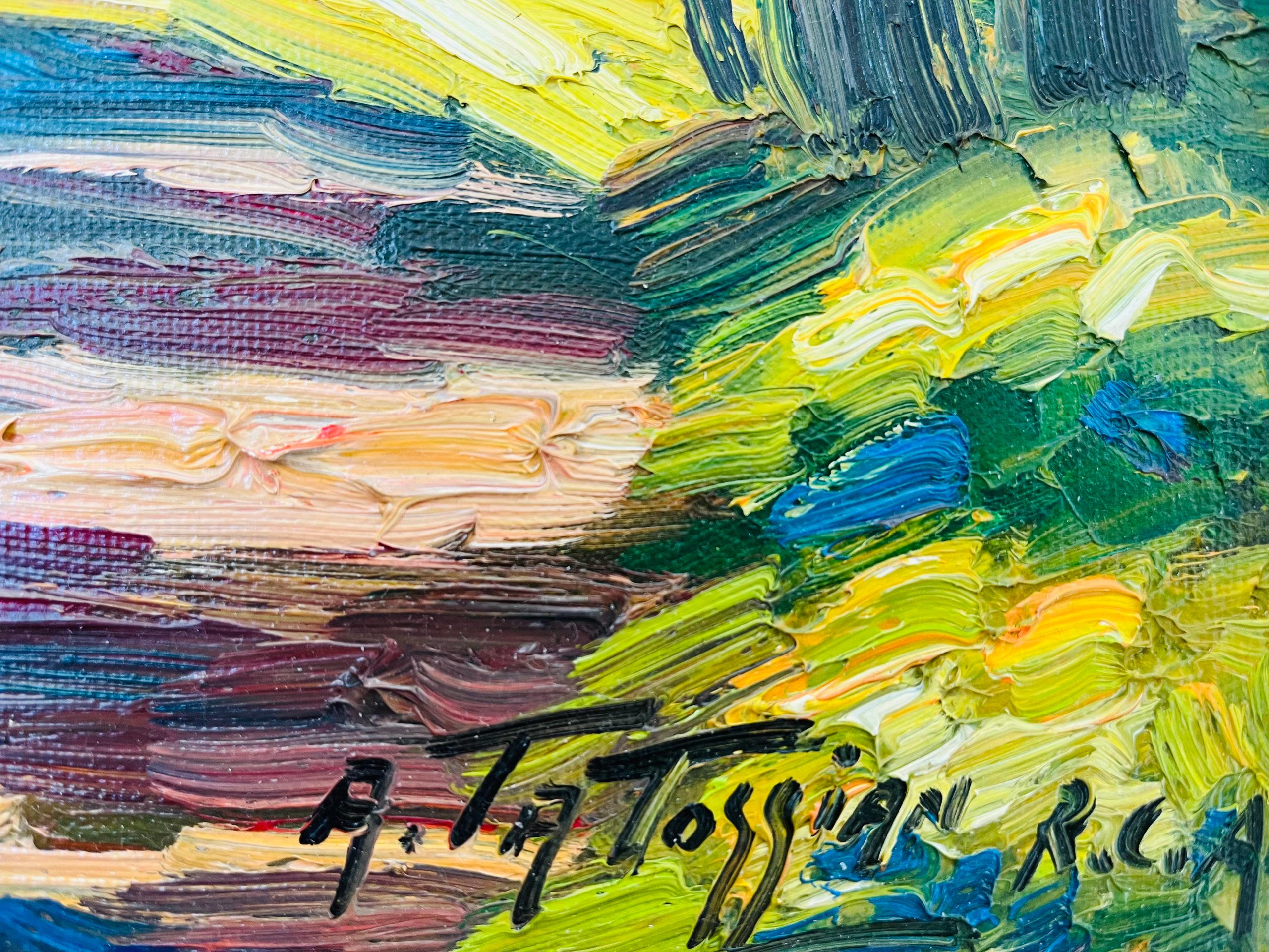 Armand Tatossian, Kanadier, 1948-2012
Burst of Light
Öl auf Leinwand
16 x 12 Zoll (Bild)
Signiert unten rechts: A. Tatossian
Signiert, verso betitelt
gerahmt