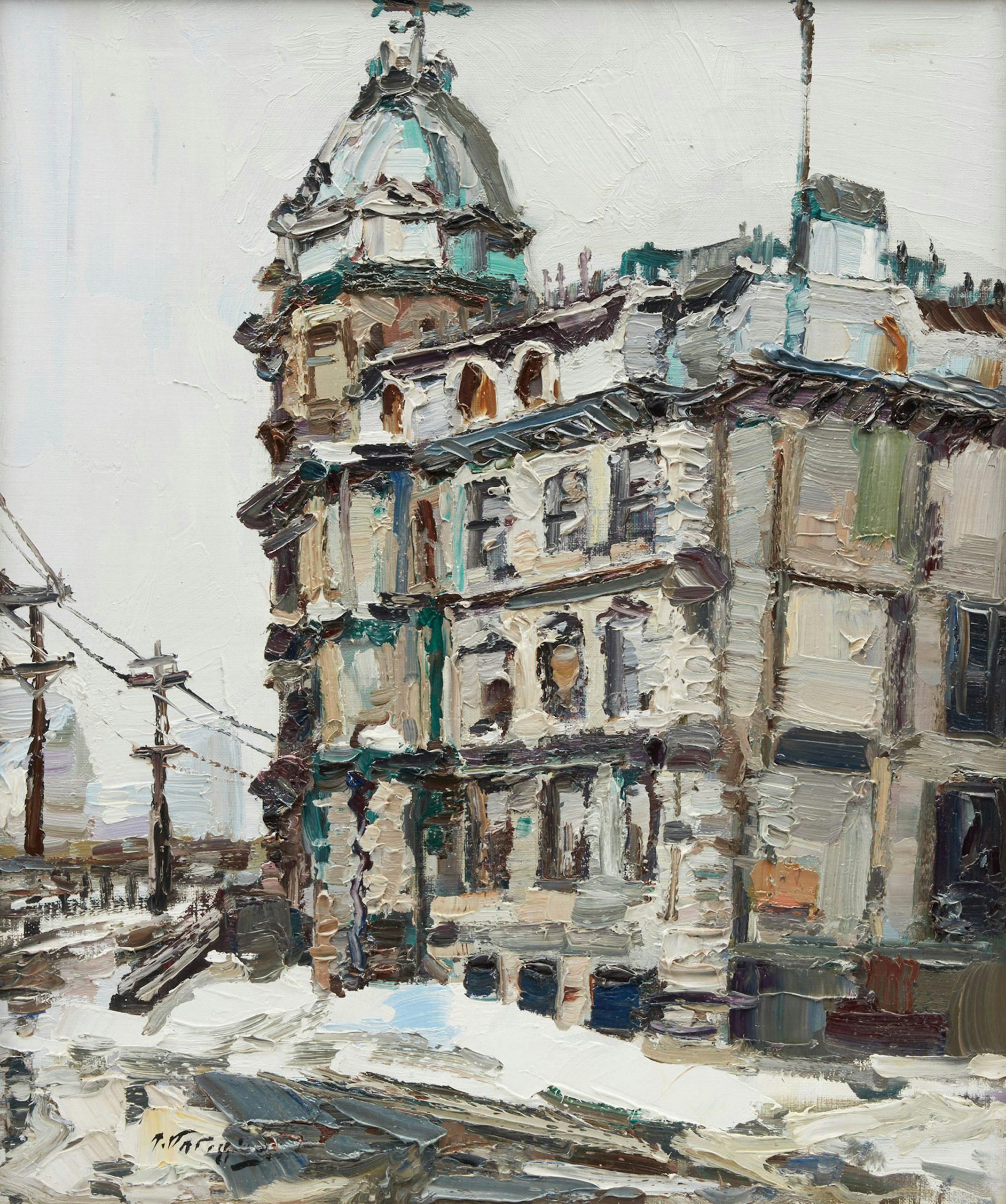 Landscape Painting Armand Tatossian - Sans titre (scène de la ville de Montréal)