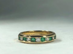 Armandi 18 Karat Yellow Gold Diamonds and Emeralds Stacking Band
