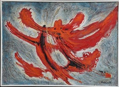 Orange abstrait - peinture à l'huile abstraite italienne/sud-africaine des années 60