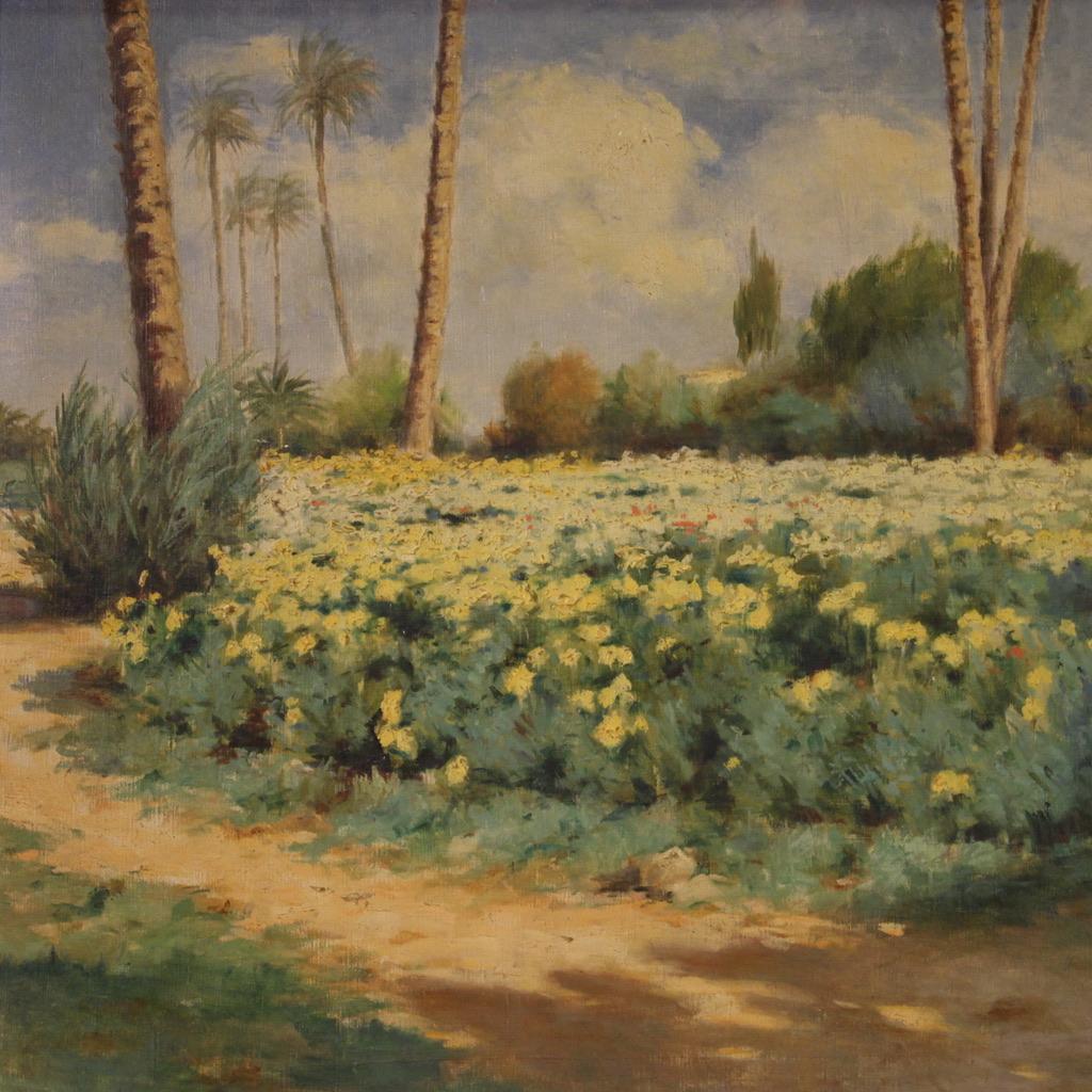 20. Jahrhundert Öl auf Leinwand Signiert A. Bezzi Landschaftsgemälde, 1920 – Painting von Armando Bezzi