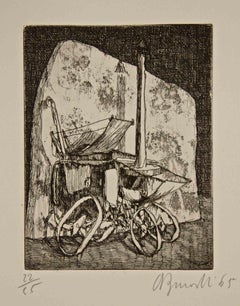 Cement Mixer and Wall - Etching by Armando Buratti - 1965