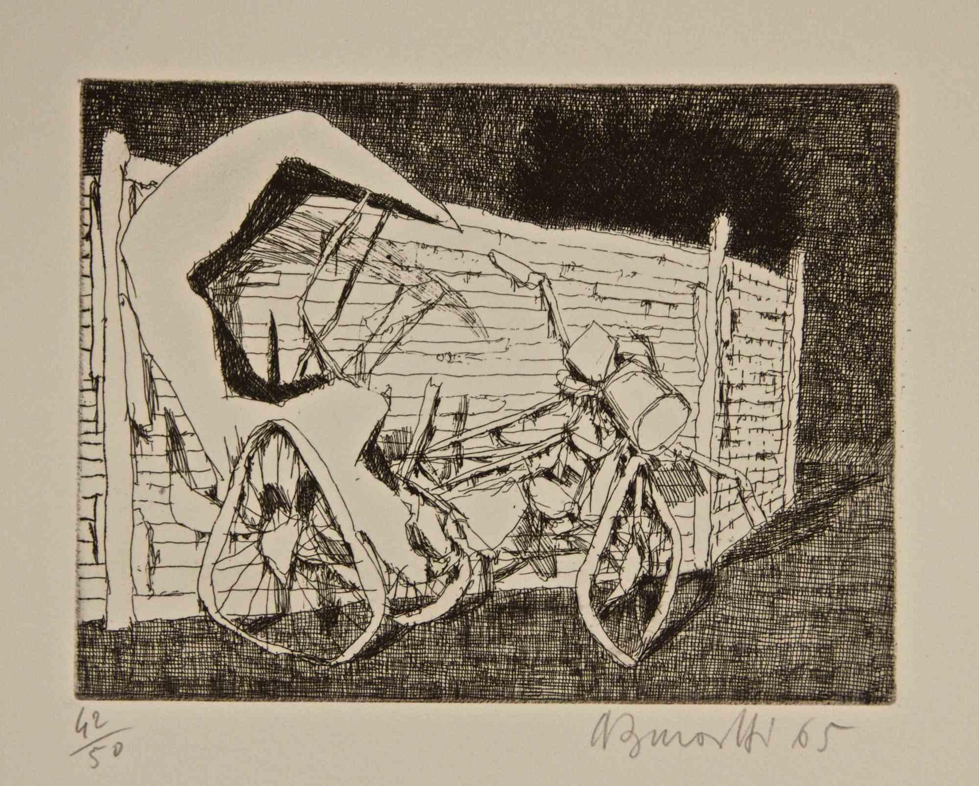 Clunker Etching, Modern Style, Signed, Edition of 50, 1965, Unframed