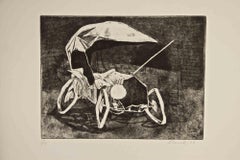 Jalopy and Fence - Etching by Armando Buratti - 1966