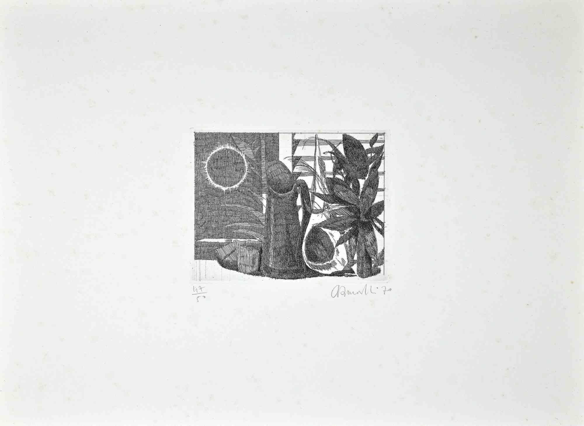 Aguafuerte, realizado en 1970.

Dimensiones de la imagen : 12,5x16 cm

Cat. Battisti n. 67.

Edición de 50 ejemplares.