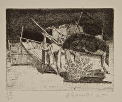 Old Boats - Etching by Armando Buratti - 1965