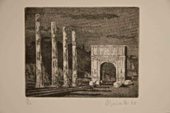 Rome, Arch of Titus - Etching by Armando Buratti - 1967