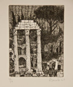 Rome, Roman Forum - Etching by Armando Buratti - 1967
