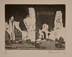 Rome, Roman Ruins - Etching by Armando Buratti - 1967