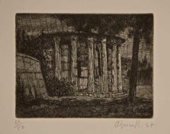 Rome, Temple of Hercules Victor - Etching by Armando Buratti - 1967