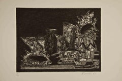 Conchiglie e vasi - Acquaforte di Armando Buratti - 1965