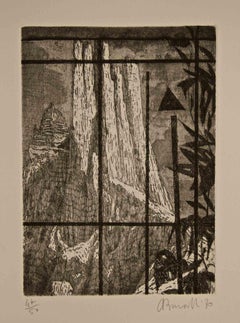 Sintesi (paesaggio dolomitico) - Acquaforte di Armando Buratti - 1970