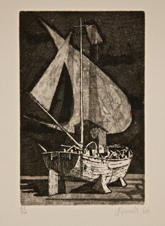 The Sailing Ship - Etching by Armando Buratti - 1966