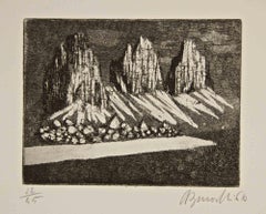 Three Peaks (Dolomites) - Etching by Armando Buratti - 1966