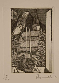 Village - Etching by Armando Buratti - 1970