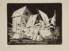Wreck and Hut Etching, Modern Style, Signed, Edition of 50, 1966