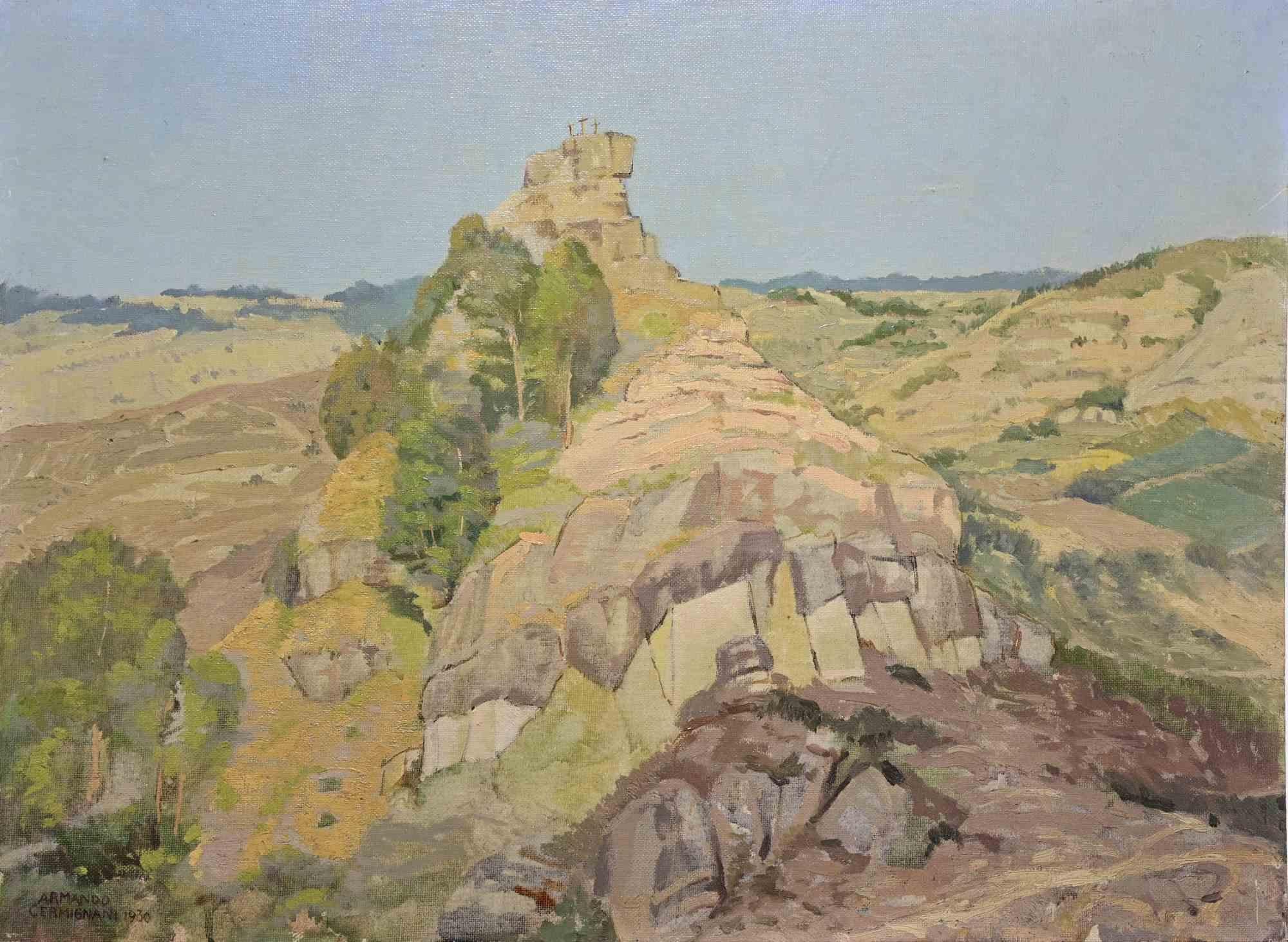 Landschaft - Ölgemälde von Armando Cermignani - 1930 im Angebot 1