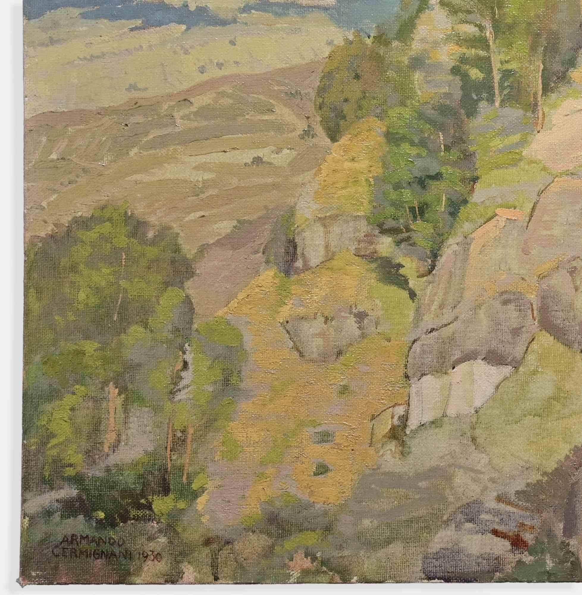 Landschaft - Ölgemälde von Armando Cermignani - 1930 im Angebot 2