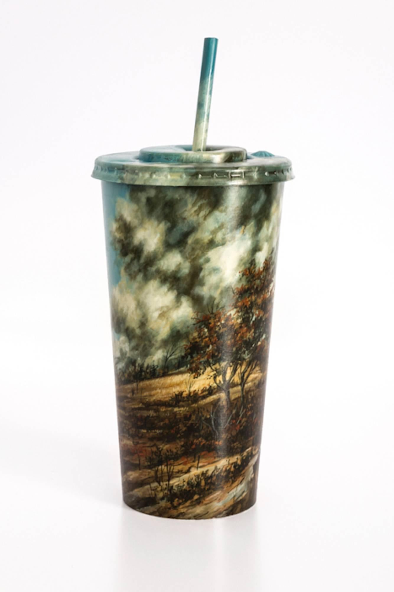 Untitled #1 from 'Biotá' series, Still Life Painting on Cardboard Cup - Sculpture by Armando de la Garza