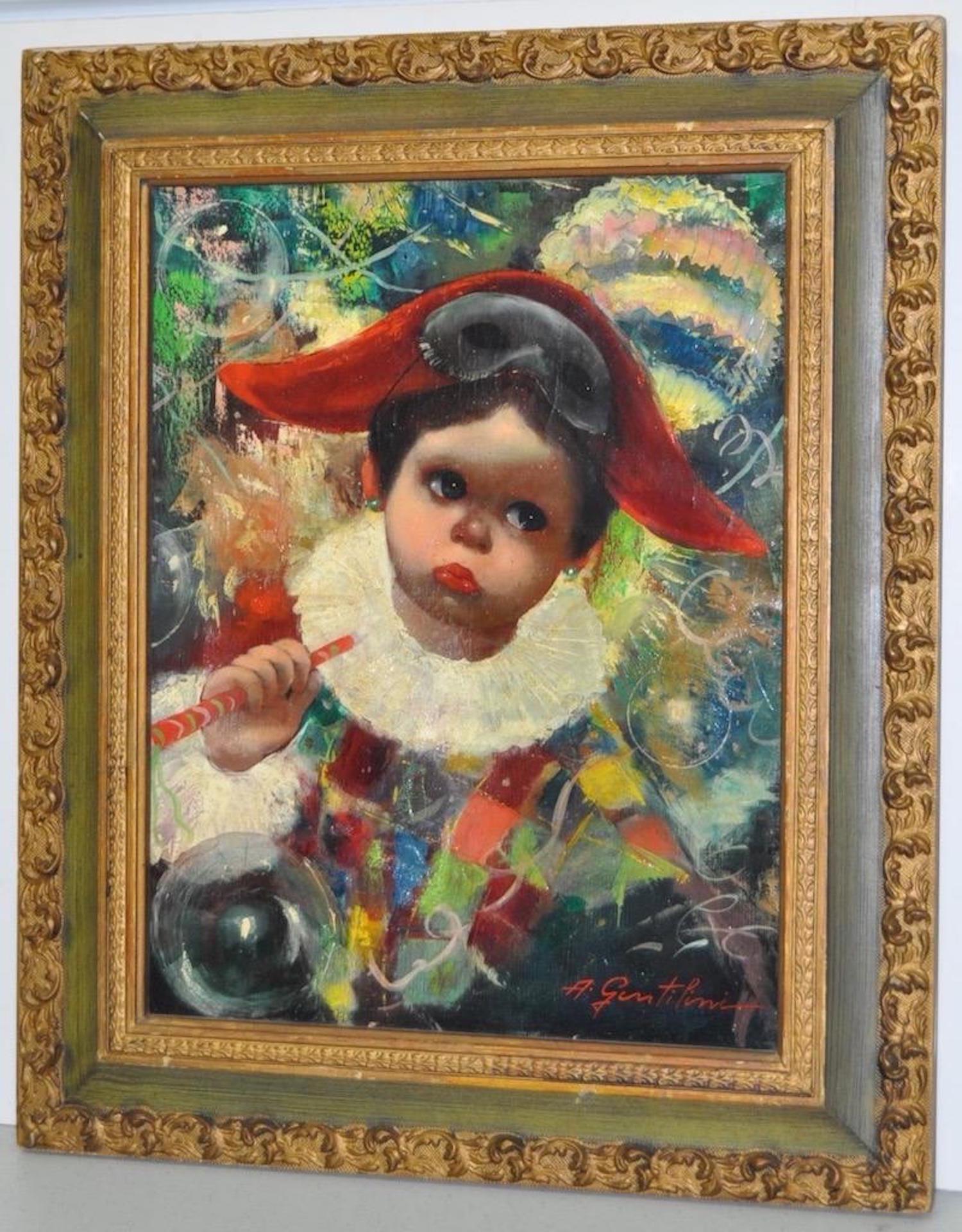 Young Harlequin - Expressionist Painting by Armando GENTILINI