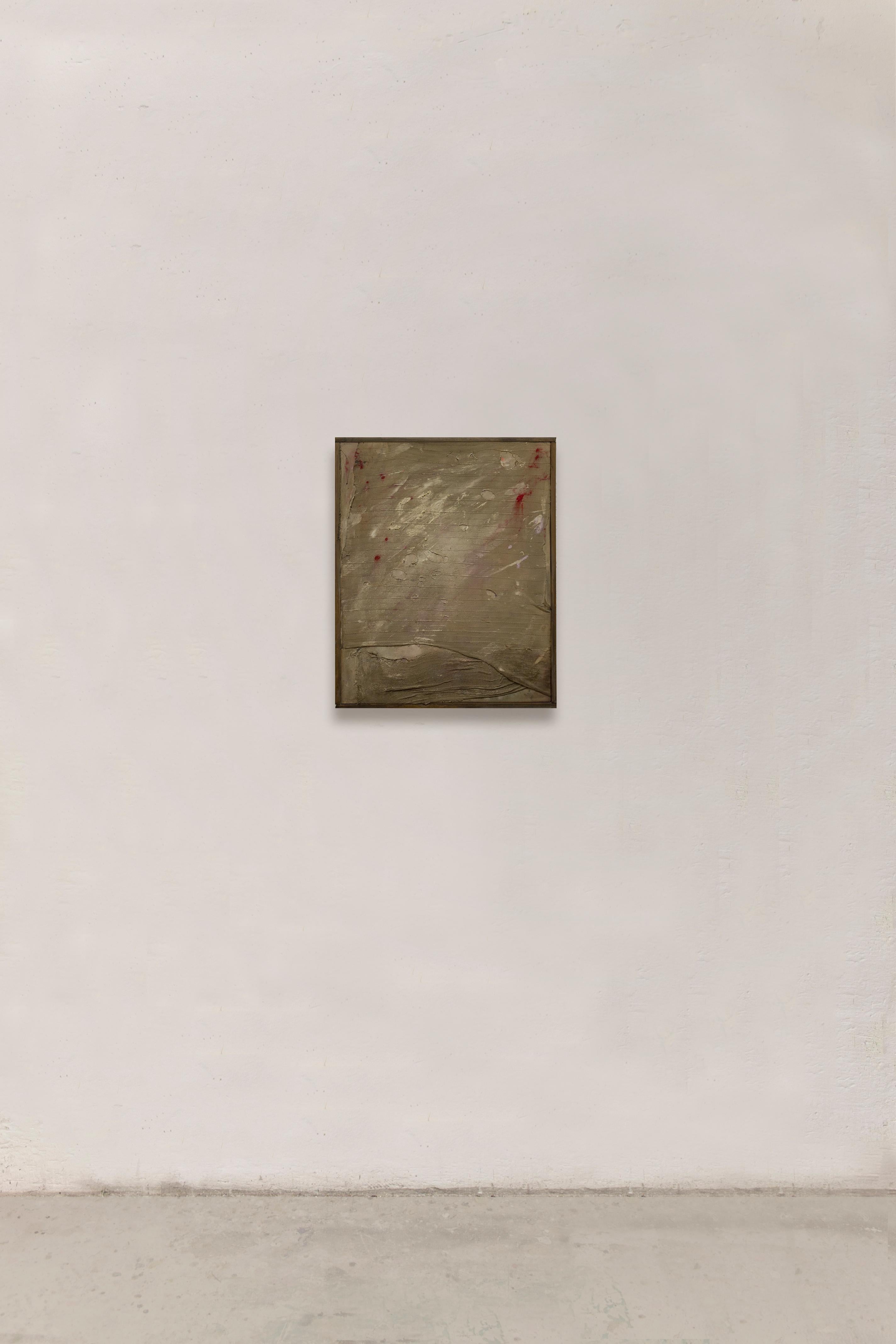 Peinture abstraite aux tons verts sur textile extensible, 2024 - Painting de Armando Mesías