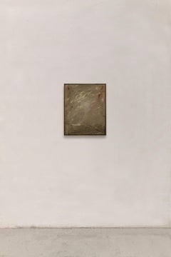 Pittura astratta in toni verdi su tessuto teso, 2024