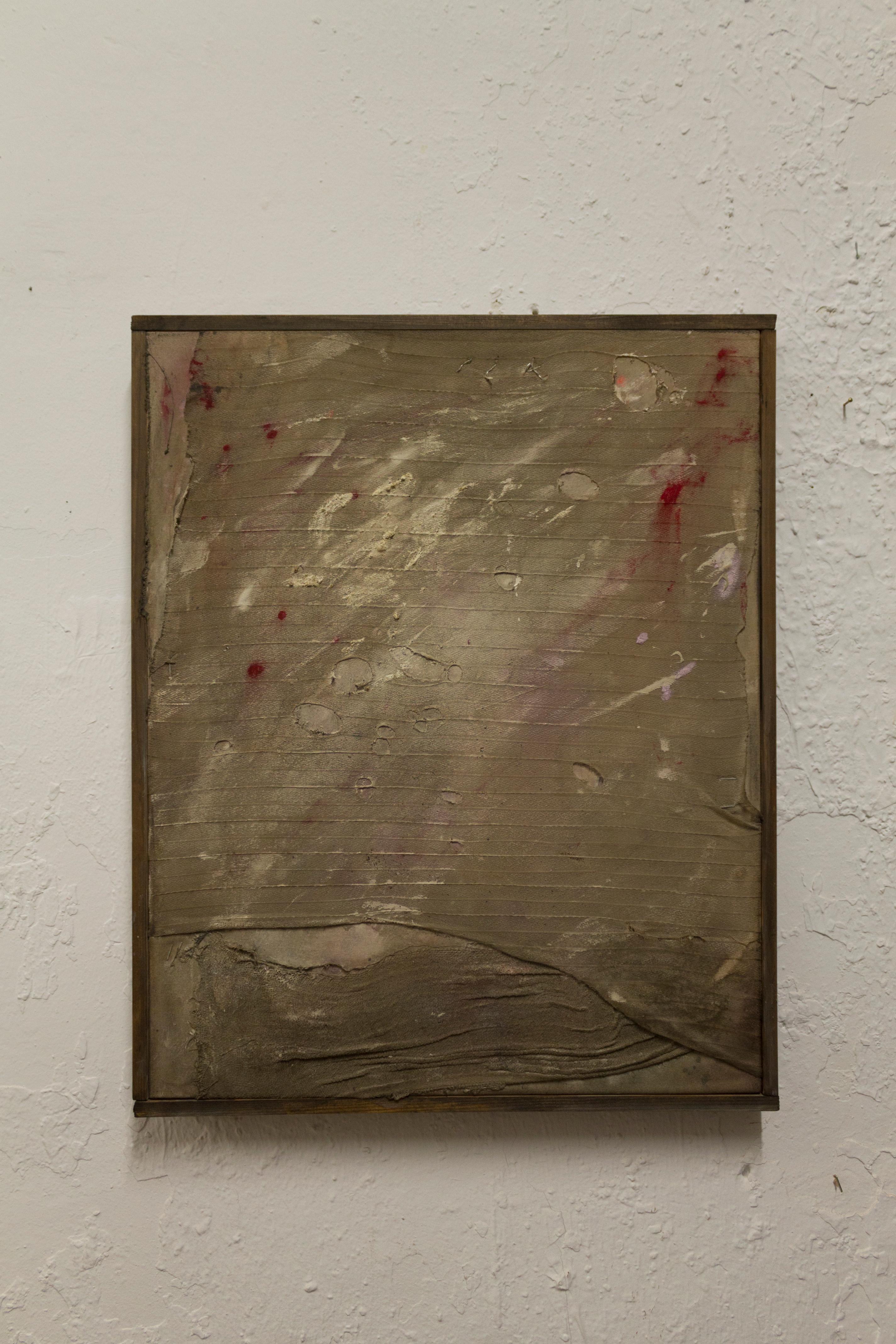 Peinture abstraite aux tons verts sur textile extensible, 2024 - Contemporain Painting par Armando Mesías