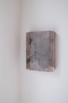 Petite peinture abstraite aux tons bleus sur textile extensible, 2024 - « Prohairesis »