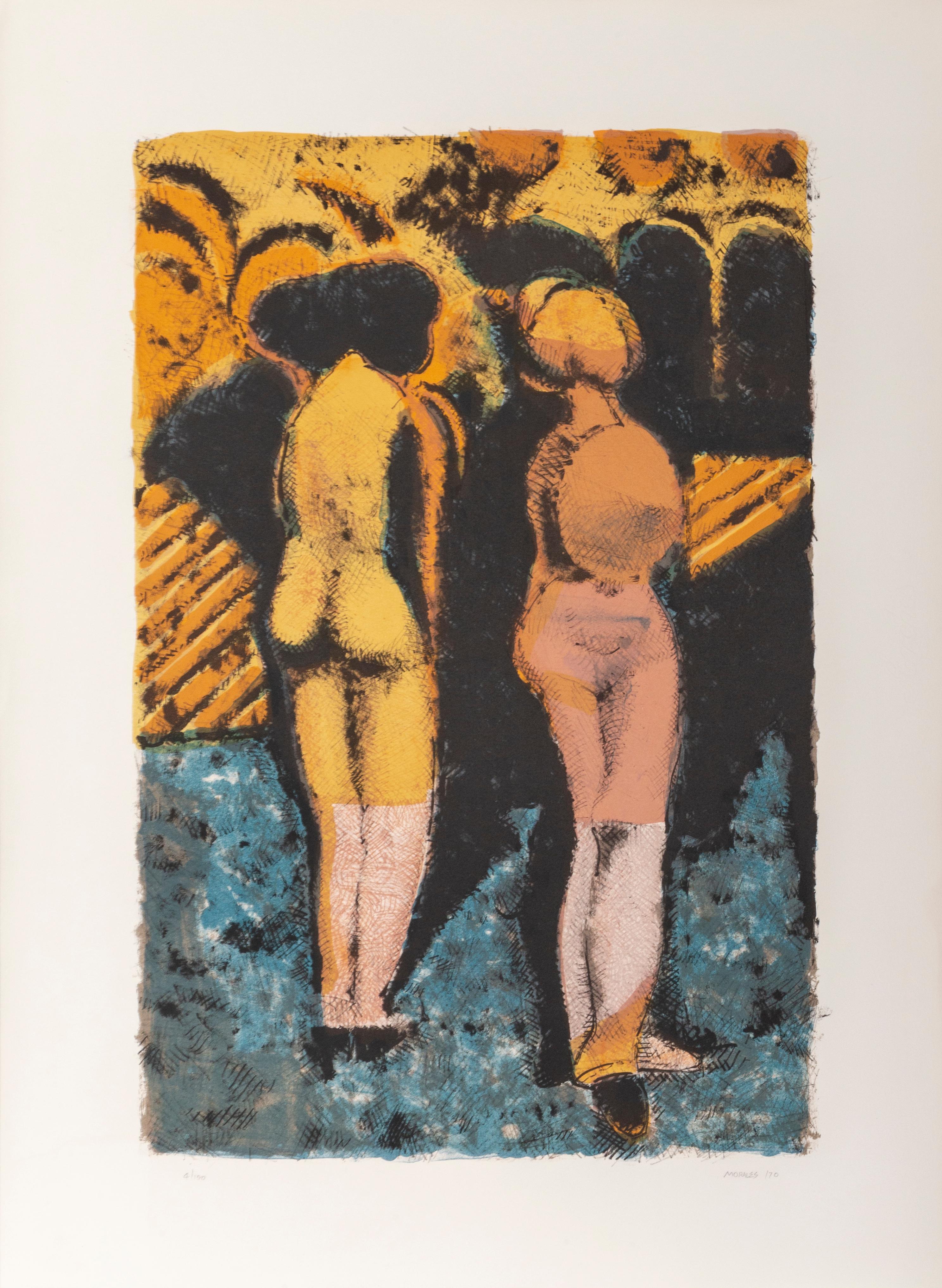 Artista: Armando Morales, Nicaragua (1927 - 2011)
Titolo:	Figuras
Anno: 1970
Media:	Litografia su carta Arches, firmata a matita
Edizione: 100
Dimensioni: 30 x 22 pollici (76,2 x 55,88 cm)