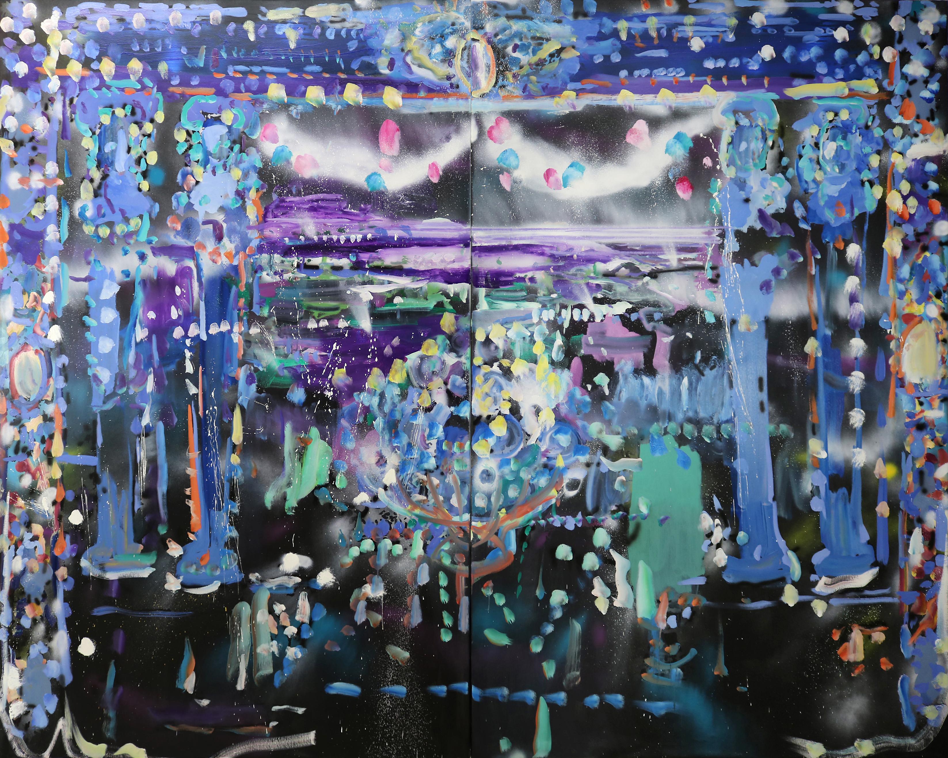 Armando Rabadan Abstract Painting – La Gran Fiesta (Diptychon)