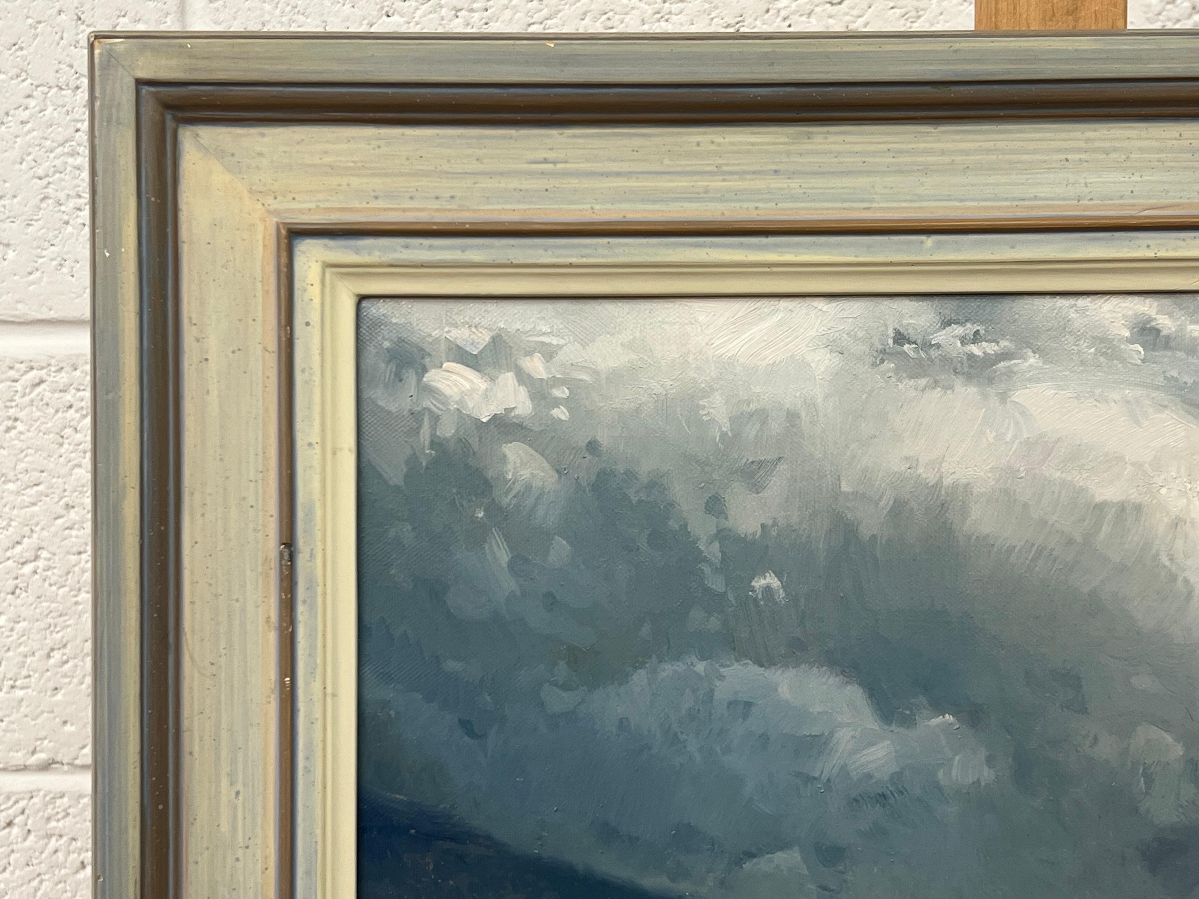 Mountains in the Clouds in Tuscany Italy by 20th Century Italian Artist - Gray Abstract Painting by Armando Romano