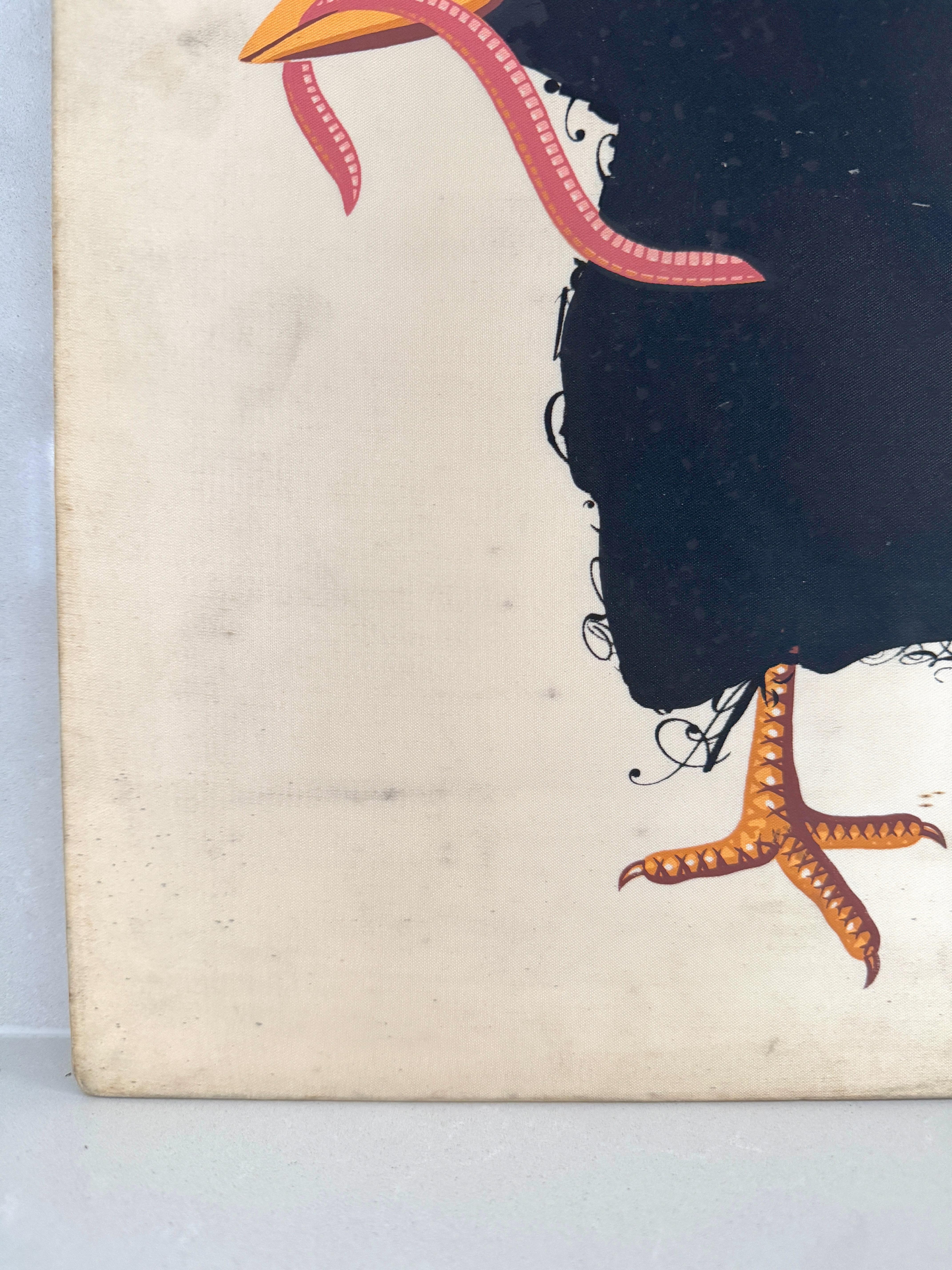 Armando Testa, Amsel mit Wurm, 8-Farben-Siebdruck, 1969 (Geformt) im Angebot