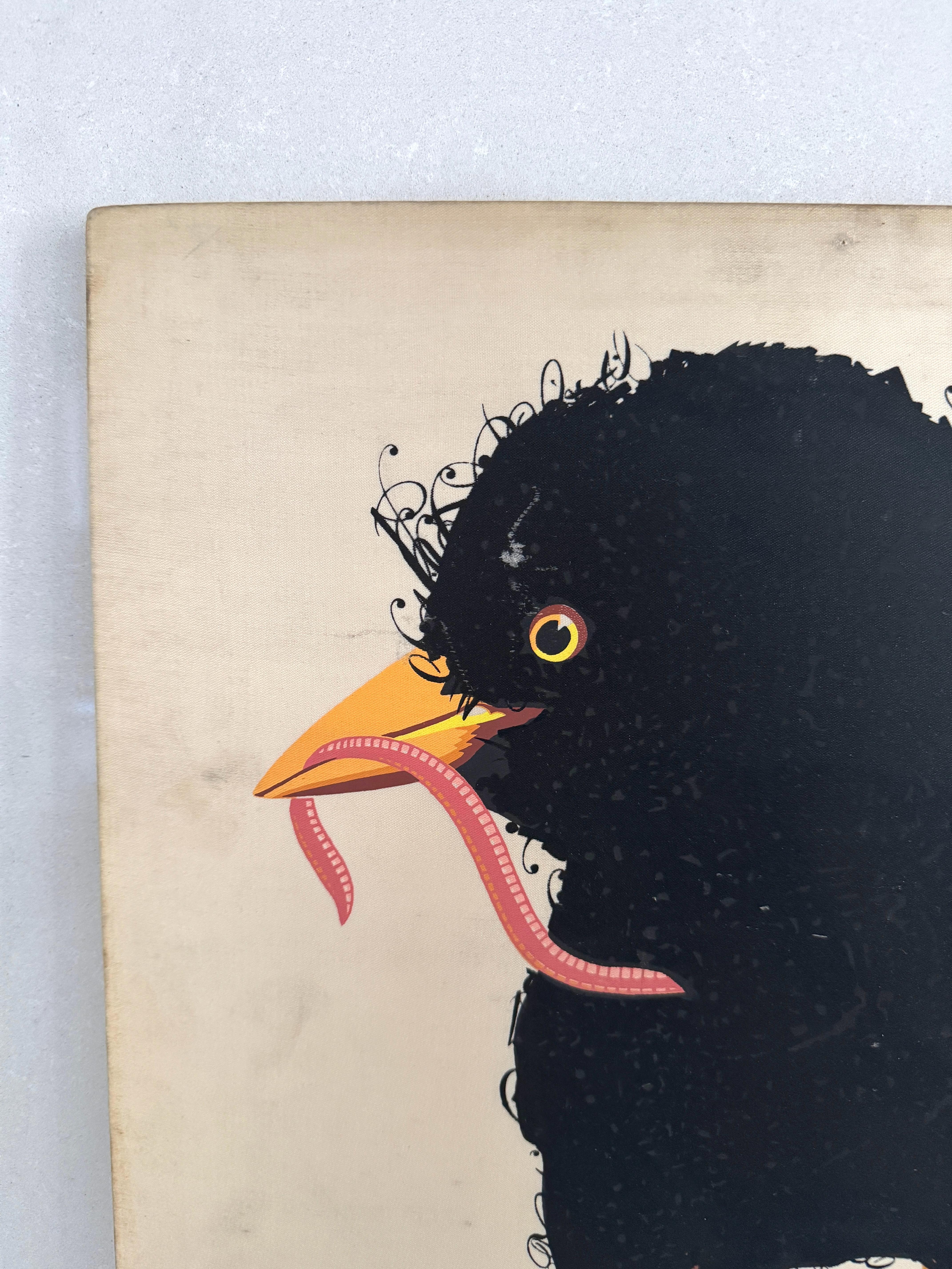 Armando Testa, Amsel mit Wurm, 8-Farben-Siebdruck, 1969 im Zustand „Gut“ im Angebot in Rivoli, IT