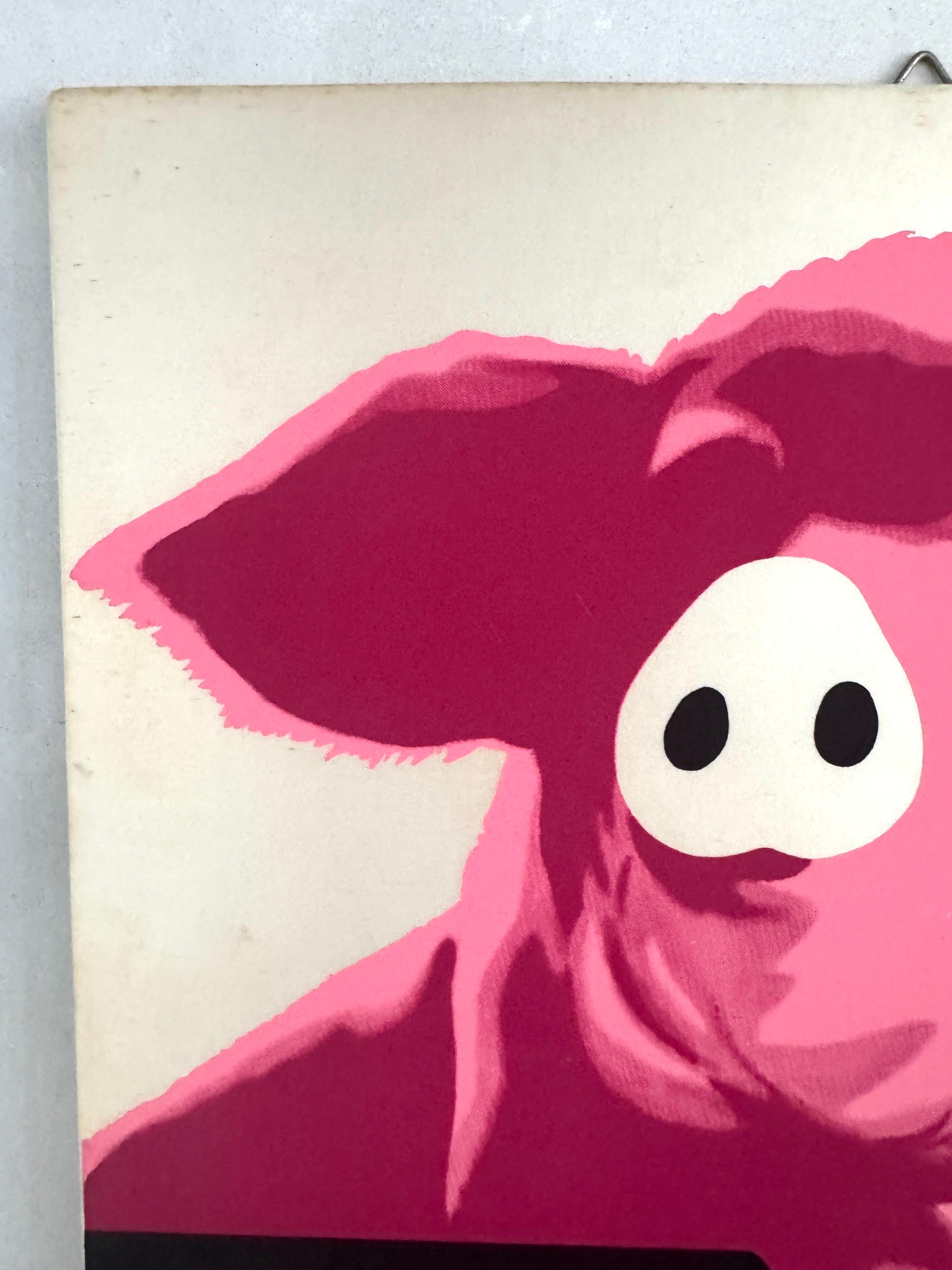 Armando Testa, Porträt eines jungen Schweins, 6-Farben-Siebdruck, 1969 (Mid-20th Century) im Angebot