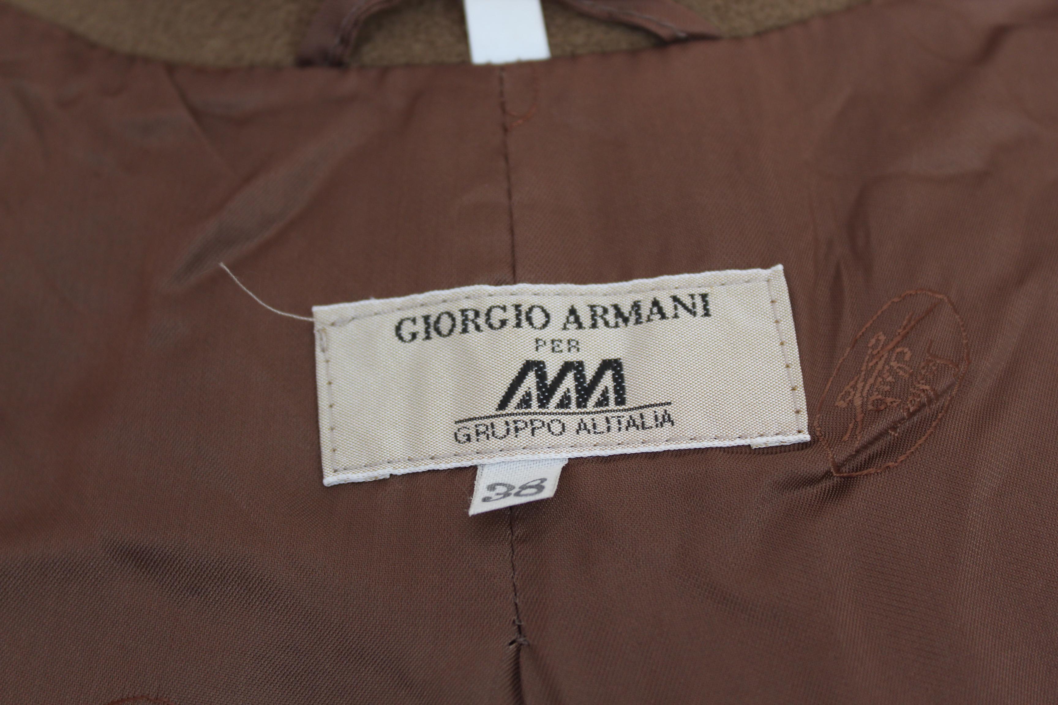Armani Beige Wool Alitalia Uniform Long Double Breasted Coat 3