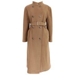 Armani Beige Wolle Alitalia Uniform Langer Zweireiher Mantel