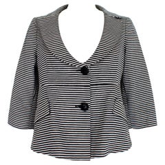 Armani Black Beige Cotton Pinstripe Bolero Jacket