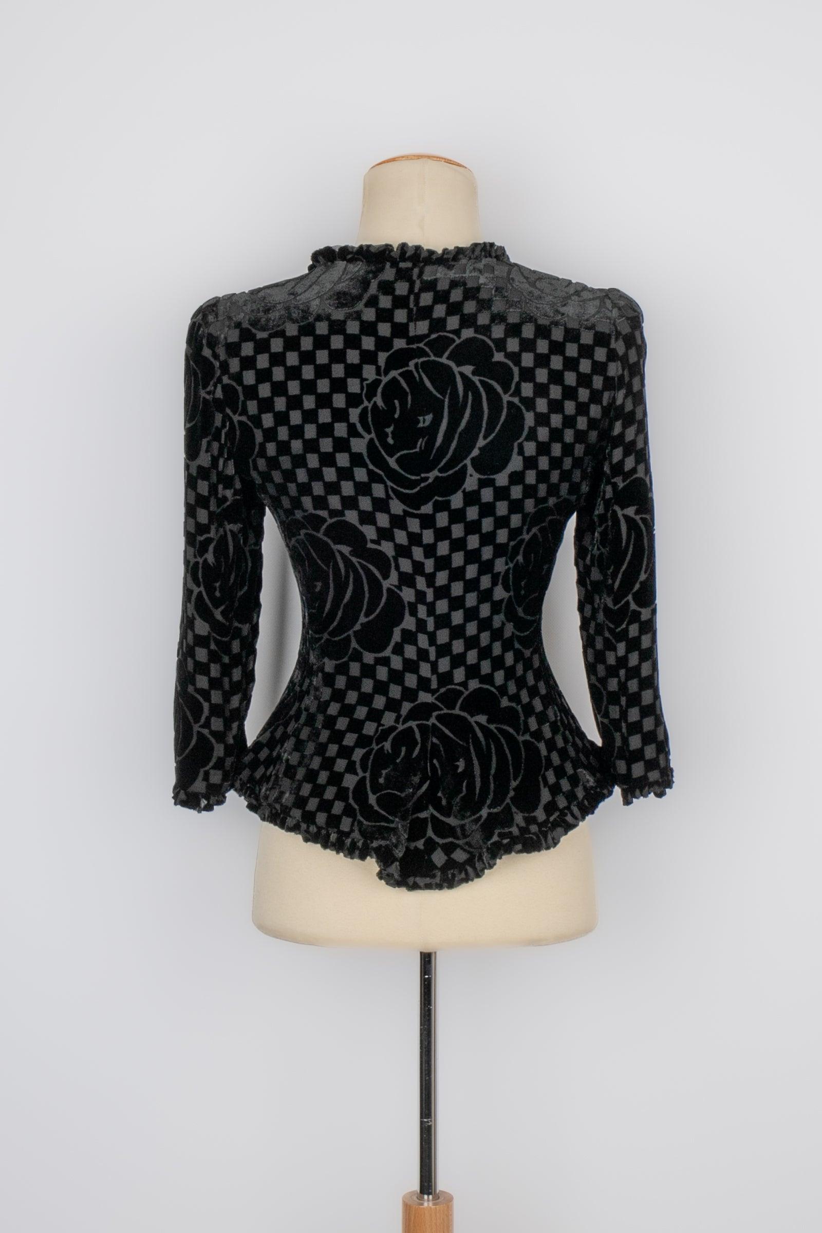 Armani Black Devoured Velvet Jacket In Excellent Condition For Sale In SAINT-OUEN-SUR-SEINE, FR
