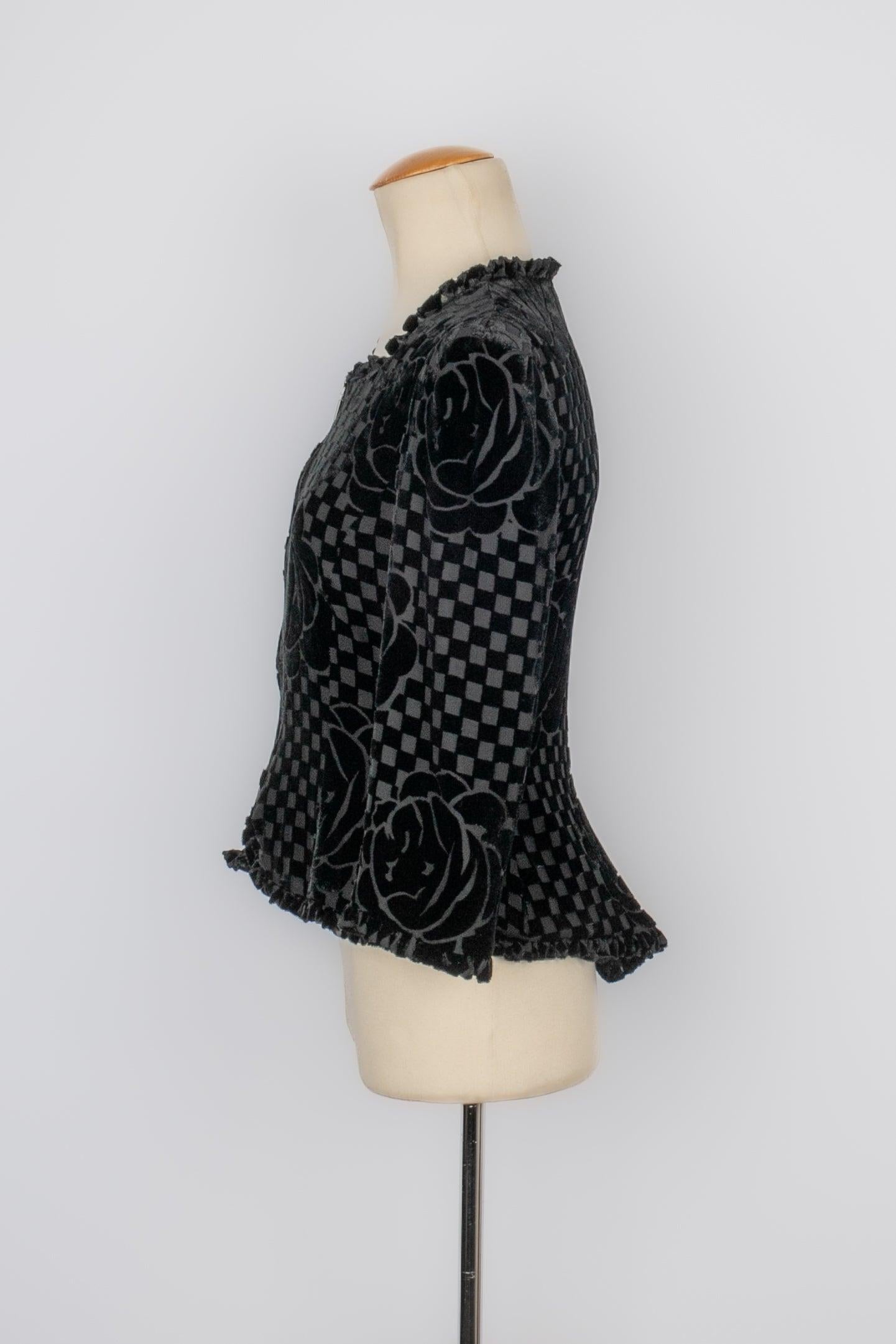 Women's Armani Black Devoured Velvet Jacket For Sale