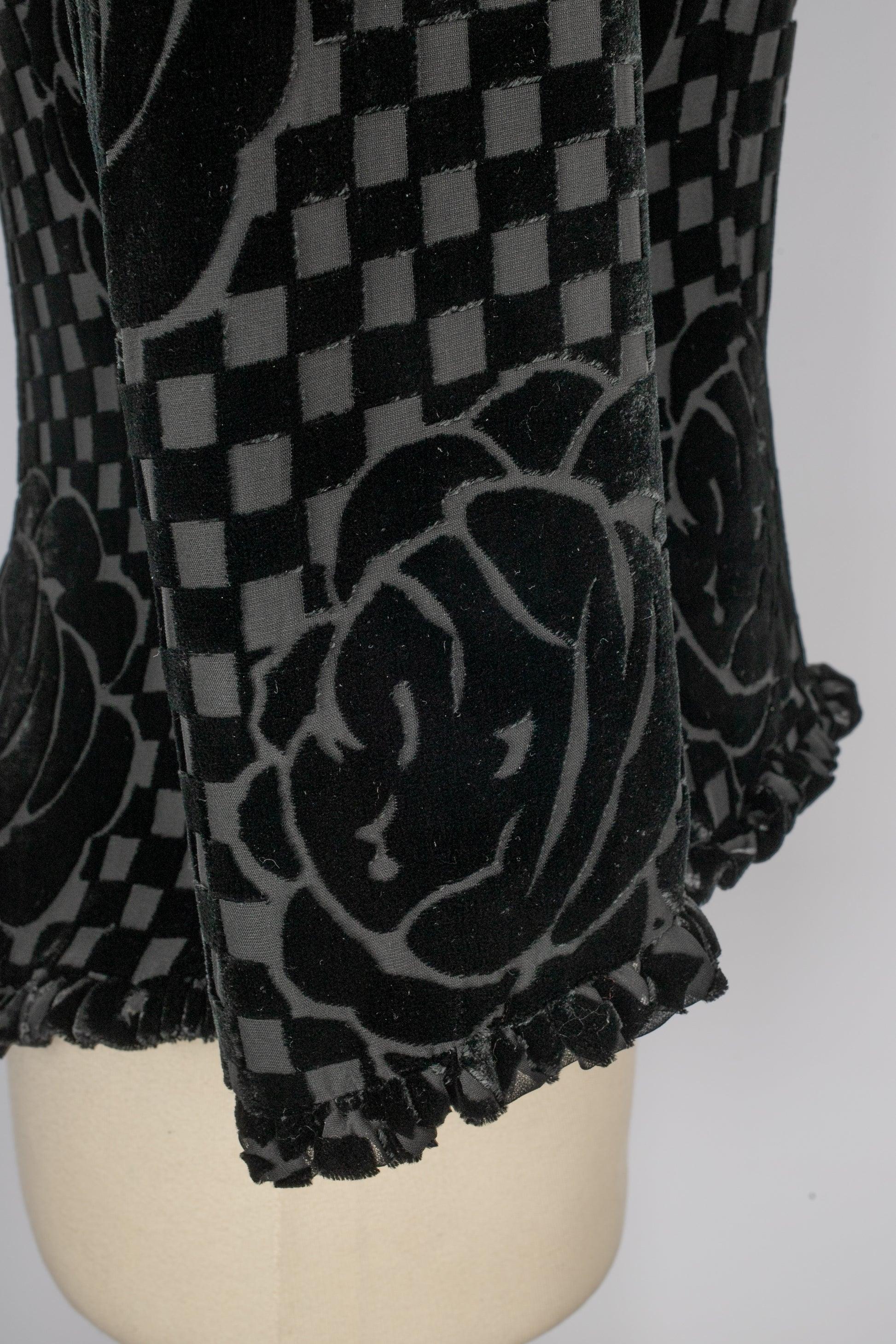 Armani Black Devoured Velvet Jacket For Sale 4