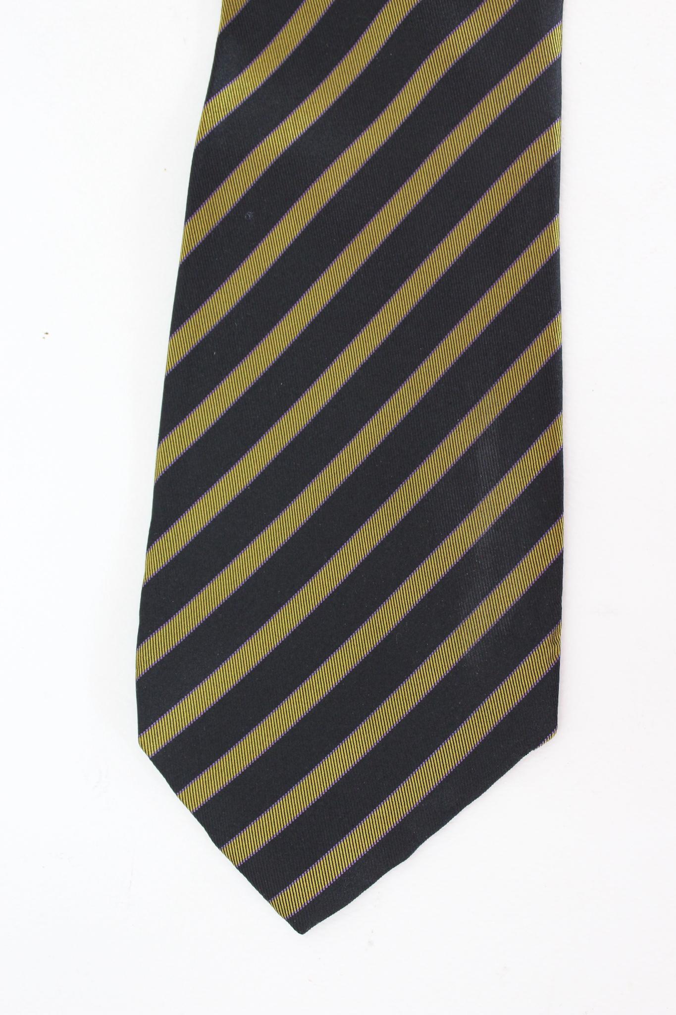 Armani Blue Yellow Silk Vintage Regimental Tie In Excellent Condition For Sale In Brindisi, Bt