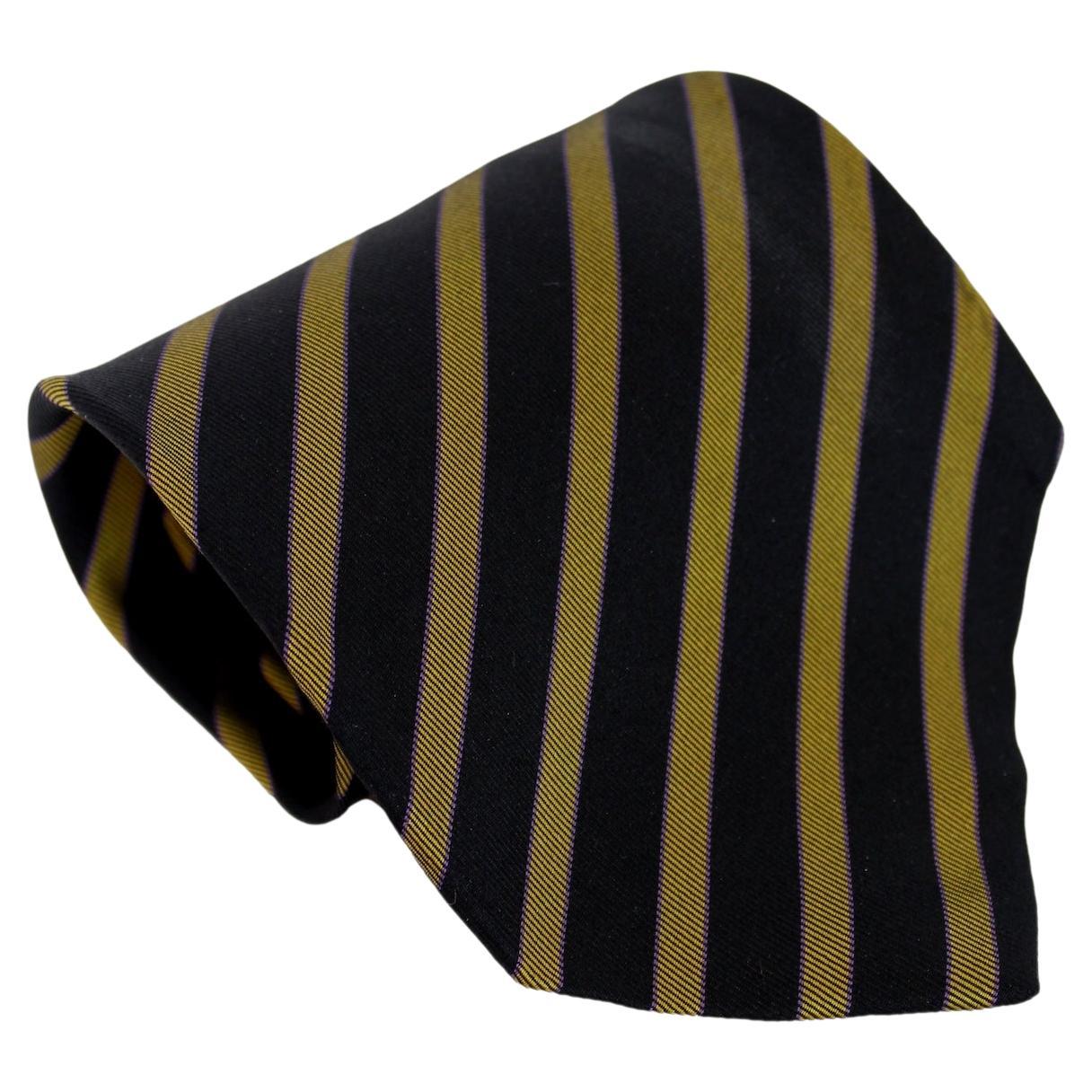 Armani Blue Yellow Silk Vintage Regimental Tie For Sale
